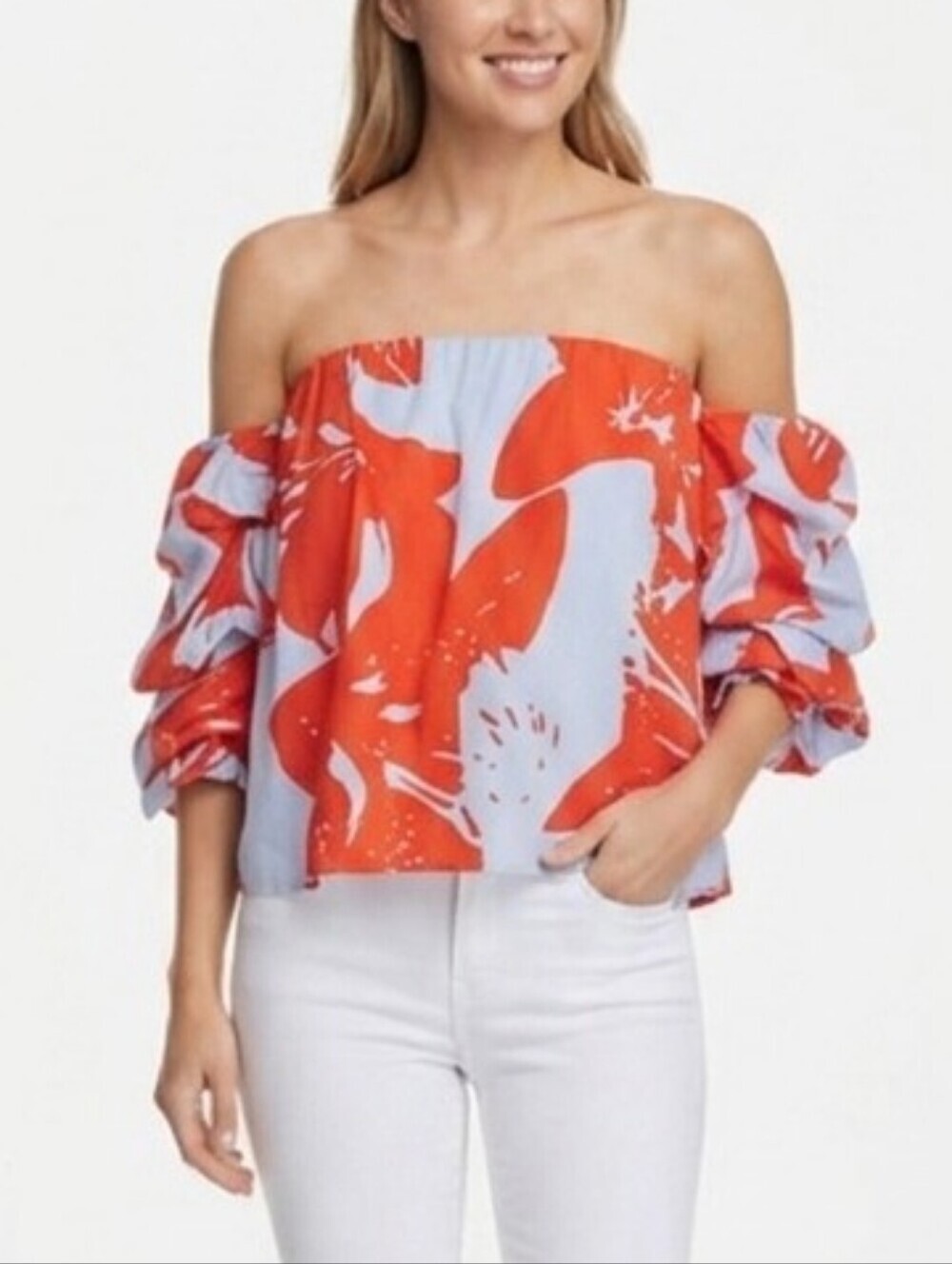 NWT Bardot Floral Caught Sleeve Bustier Top